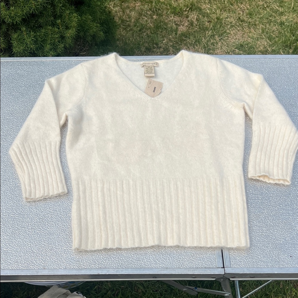 Apostrophe Women's Cream V-Neck Sweater